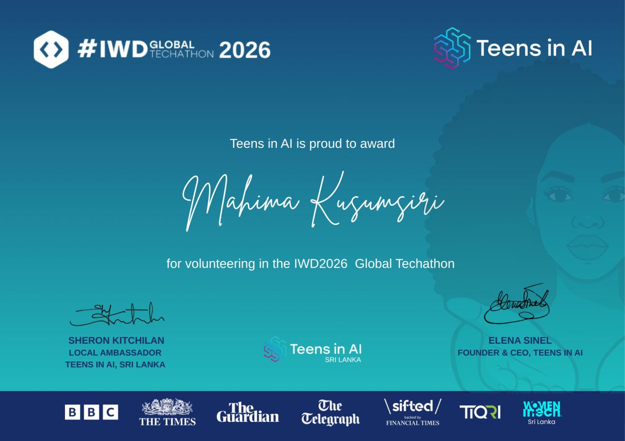 Certificate of Appreciation - #IWD2026 Global Techathon Volunteer